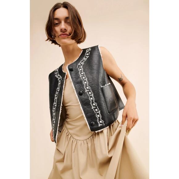 Free People Jackets & Blazers - Free People Travelers Reversible Vegan Leather Vest, EUC, Size XS